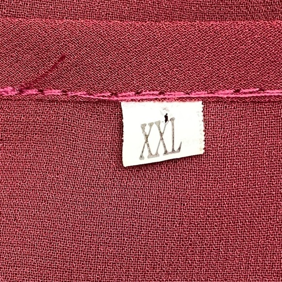 V-NECK Sheer Red Henley Button Blouse Size XXL - Picture 6 of 10